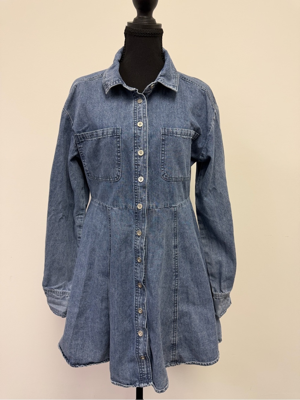 Bluivy Classic Blue Denim Shirt-Dress Jacket